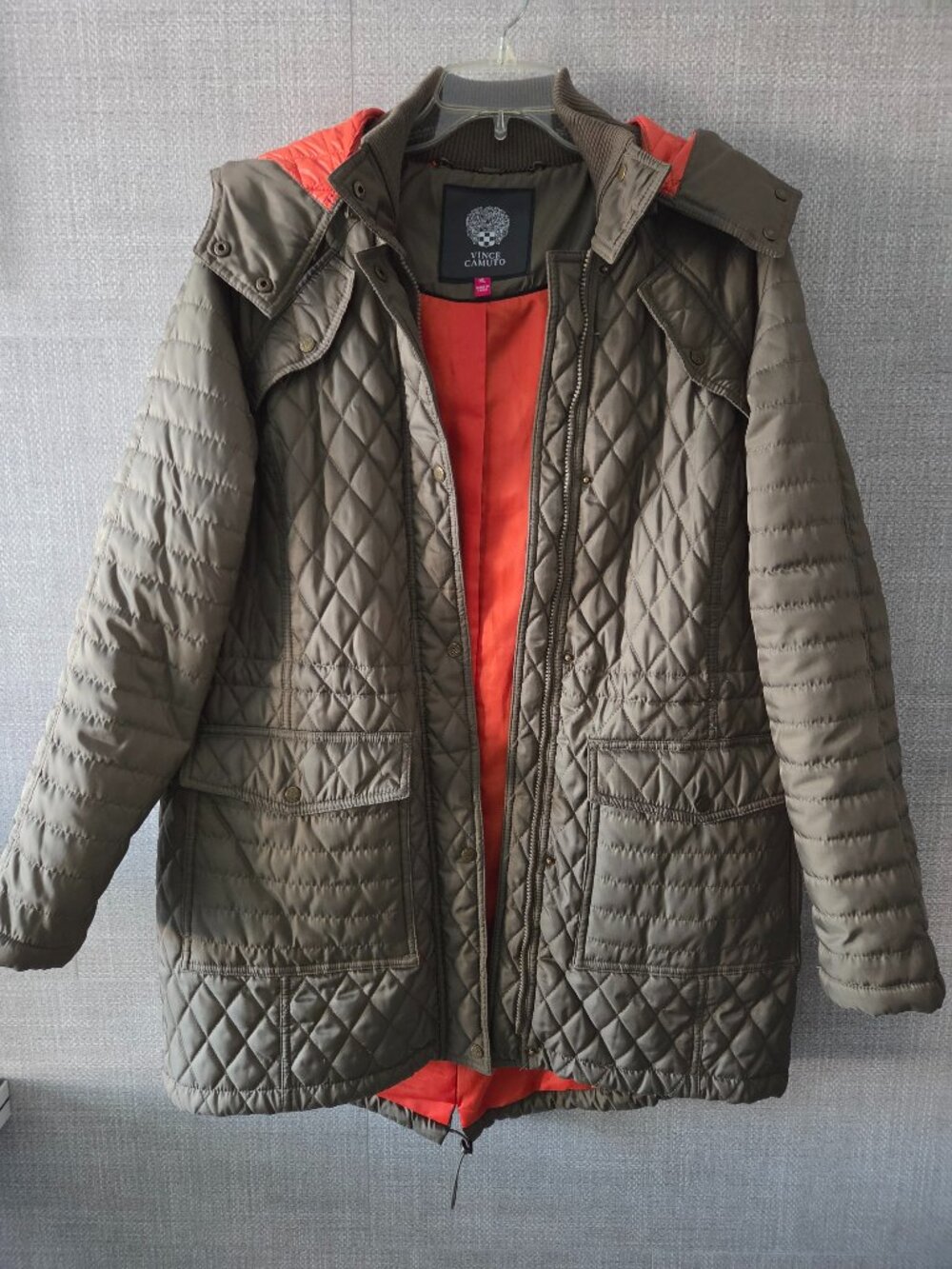 Vince Camuto women's olive green quilted jacket /coat size XL